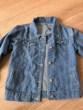 Kids Blue Denim Jacket with Button Front & Beautiful Patches